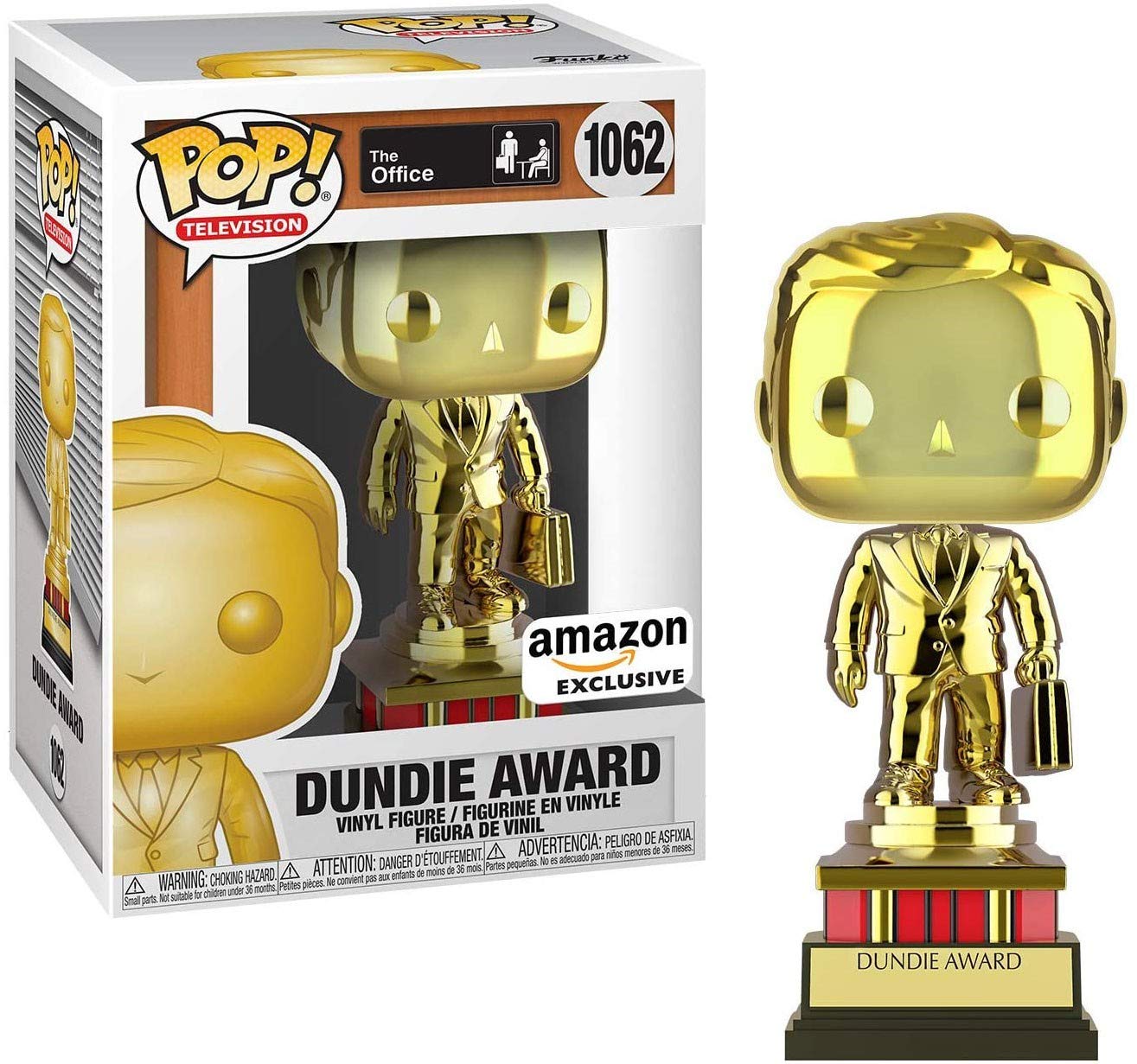 Funko Pop! TV: The Office - Customizable Chrome Dundie Award, Exclusivo Amazon Collectible Figura de Vinilo (52077)