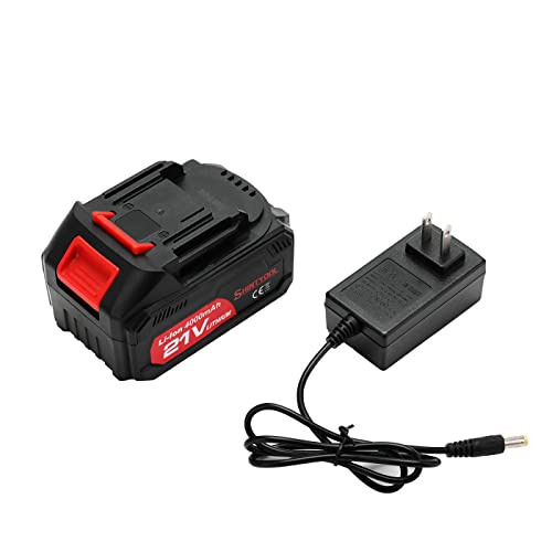 Batería-de-litio-SHINTYOOL-de-21-V-(4-Ah)-con-adaptador-de-cargador-e-indicador-LED-compatible-con-soplador-de-hojas.