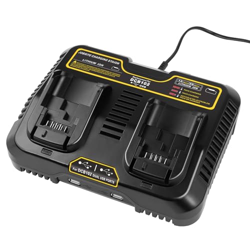 Cargador-de-batería-de-12-V-20-V-máx.-para-Dewalt,-estación-de-carga-rápida-dual-DCB102,-cargador-de-batería-de-iones-de-litio-DCB203-DCB204-DCB205-DCB206-DCB201-DCB120-DCB127-(2-puertos-USB)