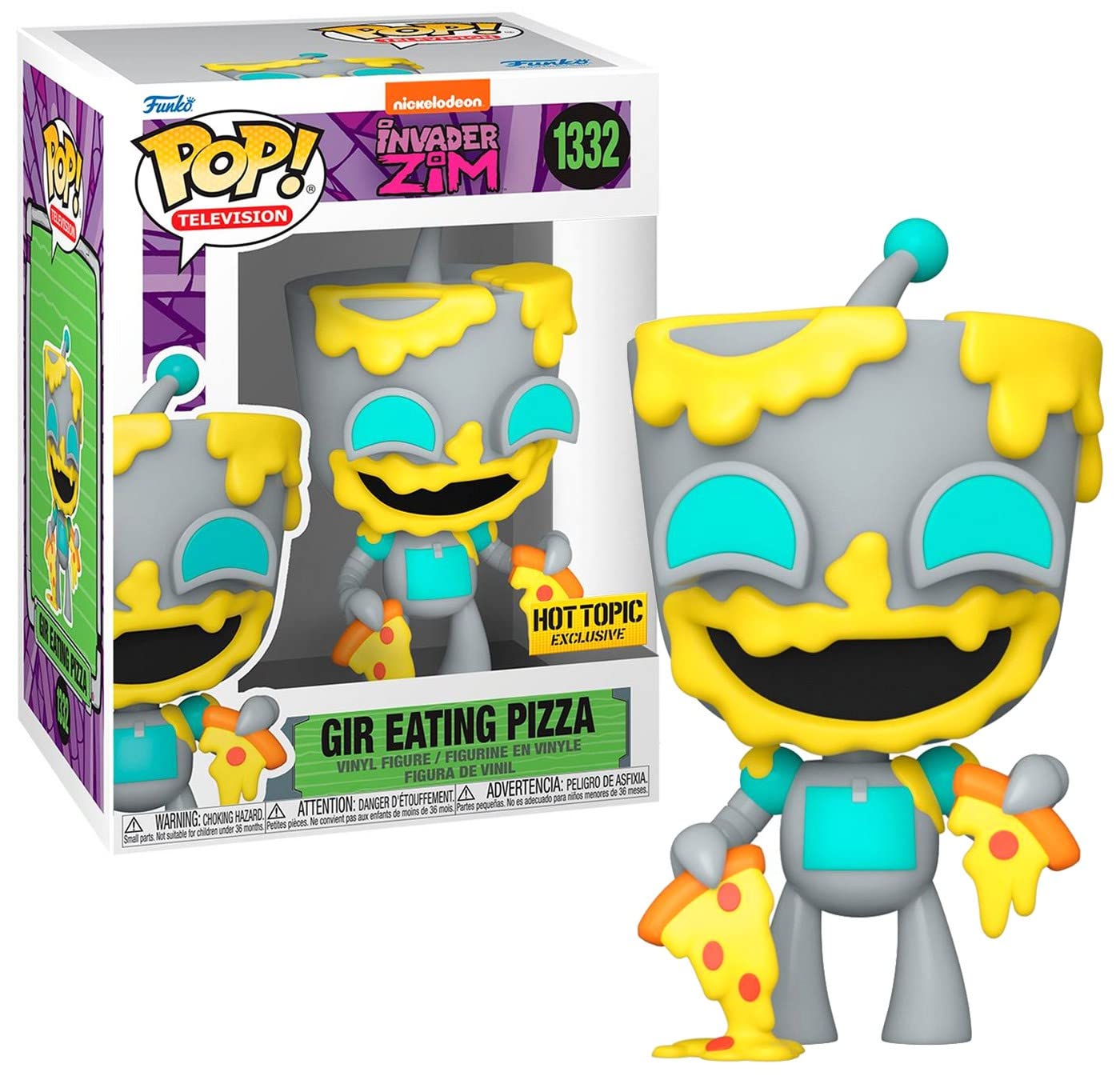 Funko Pop! Series: Invader Zim - Gir Eating Pizza (Edición Especial) #1332 Figura de Vinilo