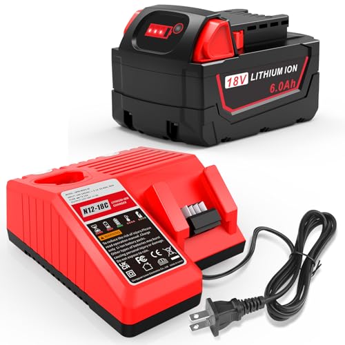Kit-combinado-de-cargador-rápido-de-batería-de-18-V-y-6-Ah-para-baterías-y-cargadores-Milwaukee-de-18-V-(4811-1862,-4811-1852,-4811-1840,-4811-1830,-4811-1811,-4811-1815,-4811-1820-y-4811-1841)