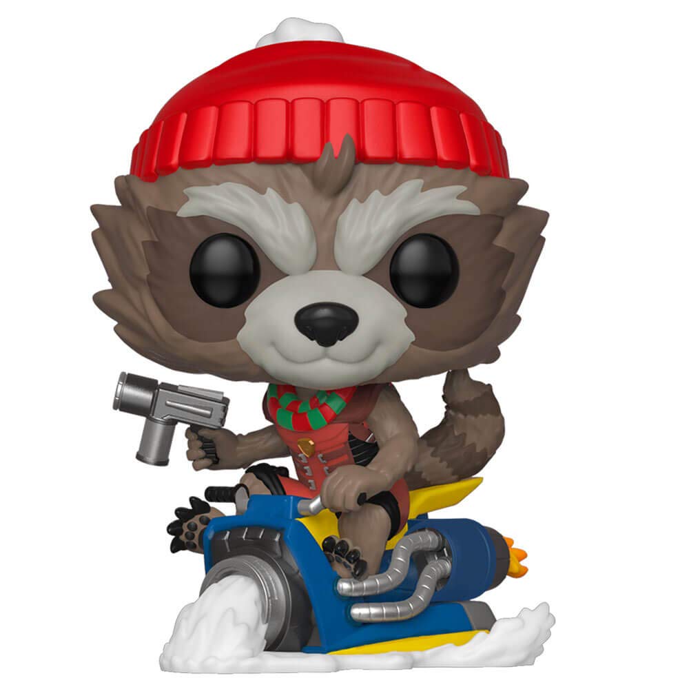 Funko Pop! Marvel: Navidad - Rocket Raccoon On Sled