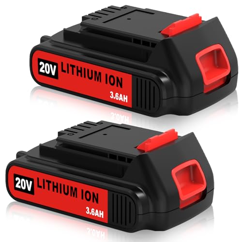 Paquete-de-2-baterías-de-litio-de-3600-mAh-de-capacidad-extendida-para-Black-&-Decker-de-20-V,-compatibles-con-herramientas-eléctricas-inalámbricas-Black-Decker-LBXR20,-LBX20,-LBX4020,-LBXR2040-y-LST220-(rojas).