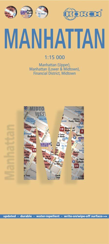 Libro: Manhattan. Map 1:15 000: Manhattan (Upper), Manhattan (Lower & Midtown), Financial (Borch Map)