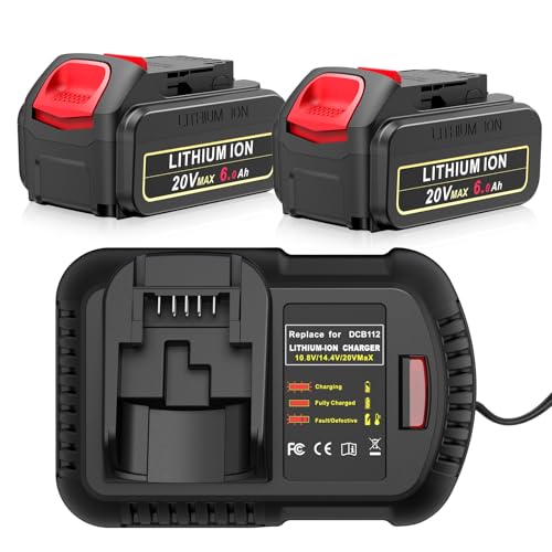Paquete-de-2-baterías-de-6000-mAh-de-repuesto-para-DeWalt-20-V-Max-con-cargador-rápido-DCB112.-Combinación-de-baterías-y-cargador-DeWalt-20-V-compatible-con-herramientas-eléctricas-de-las-series-DCB206/DCB205/DCB208-y-DCD/DCF/DCG.