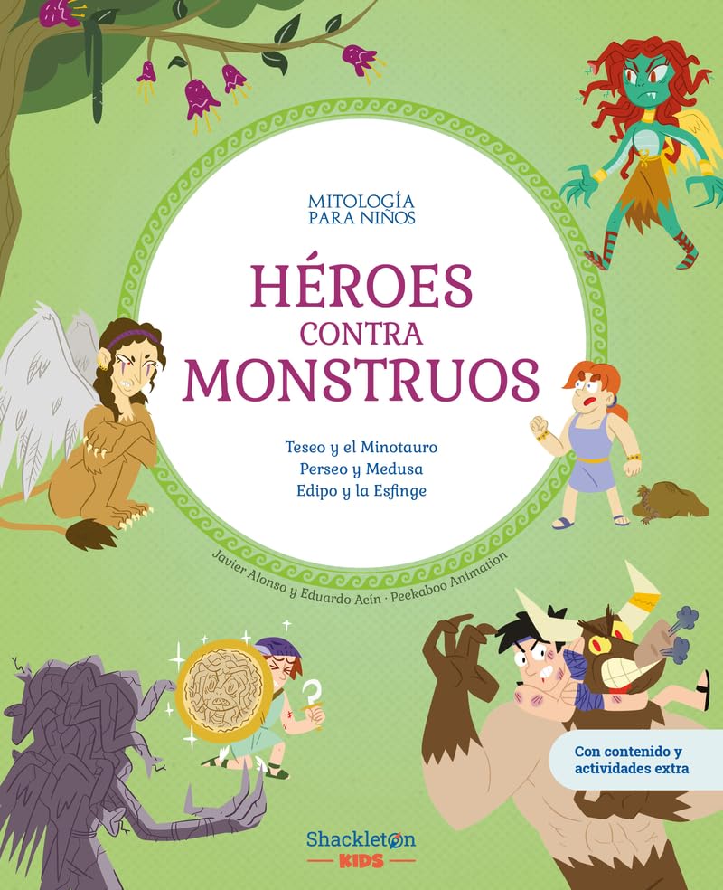 Libro: Héroes contra monstruos: Libro infantil con juegos y actividades extra | Los mitos de Teseo y el Minotauro, Perseo y Medusa, y Edipo y la Esfinge, convertidos en divertidos cuentos para niños y niñas
