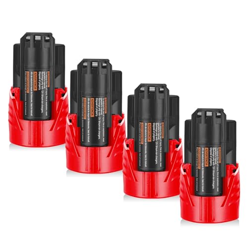 Batería-de-repuesto-Powerextra-M-12-de-3,0-Ah-(paquete-de-4)-para-baterías-de-iones-de-litio-M-12-de-12-V-XC-48-11-2420,-48-11-2440,-48-11-2402,-48-11-2411-y-48-11-2412.-Herramientas-eléctricas-Cordlees.