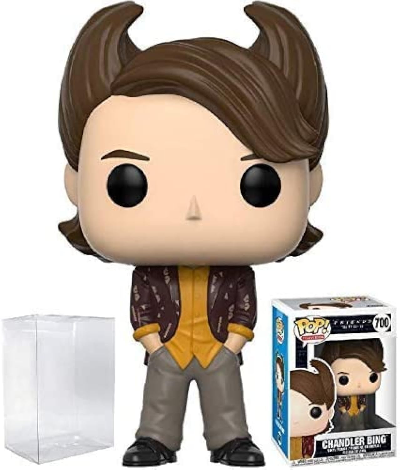 Funko Pop! TV: Friends - 80's Hair Chandler Bing Figura de Vinilo (Bundled with Compatible Pop Box Protector Case), Multicolored, 3.75 Pulgadas