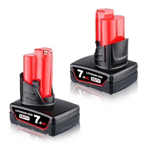Batería-de-repuesto-de-7,0-Ah-para-Milwaukee-M-12,-12-V,-iones-de-litio,-compatible-con-48-11-2420,-48-11-2440,-48-11-2402,-48-11-2411,-48-11-2410,-herramientas-eléctricas-inalámbricas-de-12-voltios,-paquete-de-2