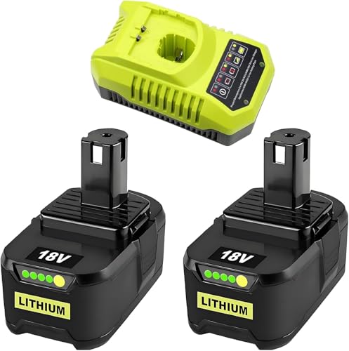 Paquete-de-2-baterías-P108-de-18-V-y-8-Ah-de-repuesto-para-Ryobi-de-18-V-(combinación-de-cargador-y-batería)-compatibles-con-baterías-para-herramientas-inalámbricas-Ryobi-P102,-P103,-P104,-P105,-P107,-P108,-P109,-P190-y-P122-(paquete-de-2-+-C)