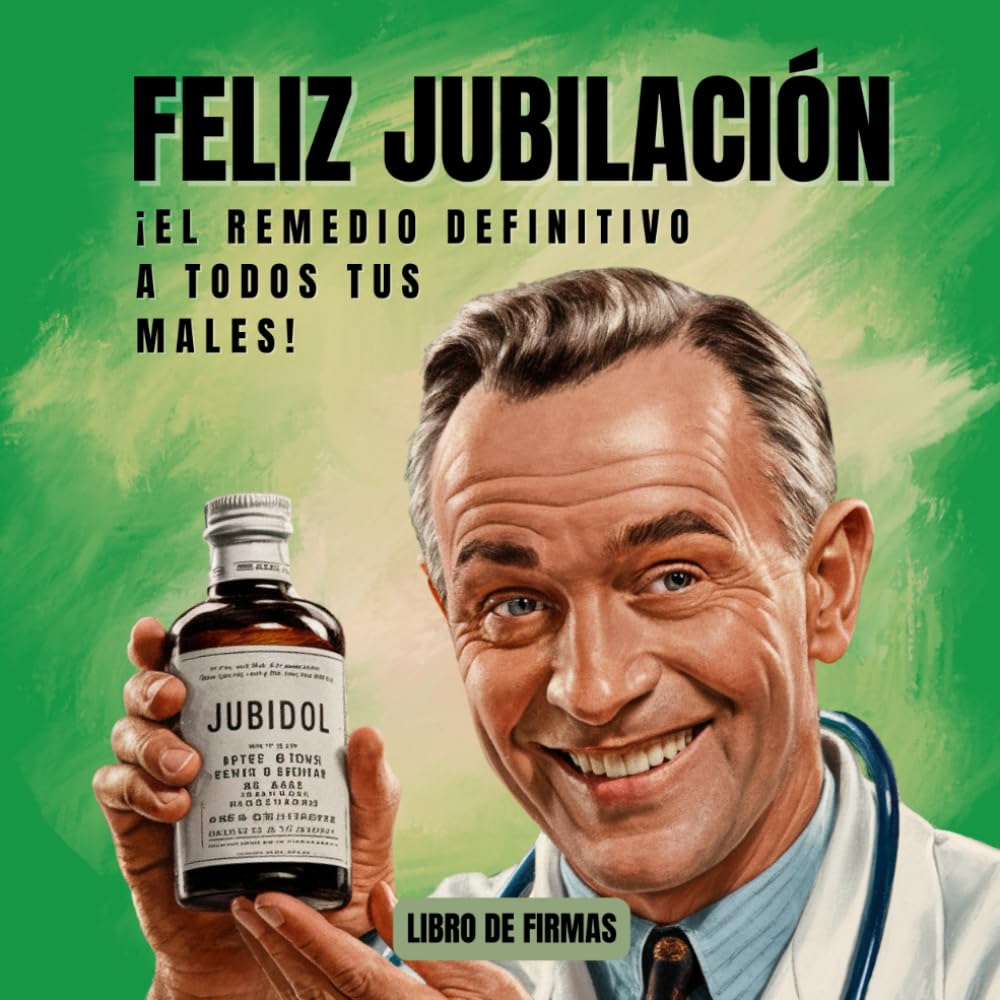 Libro: "FELIZ JUBILACIÓN" | Libro Firmas Jubilación para mensajes y añadir fotos y recuerdos sobre el jubilado/a | Regalo Jubilación con humor