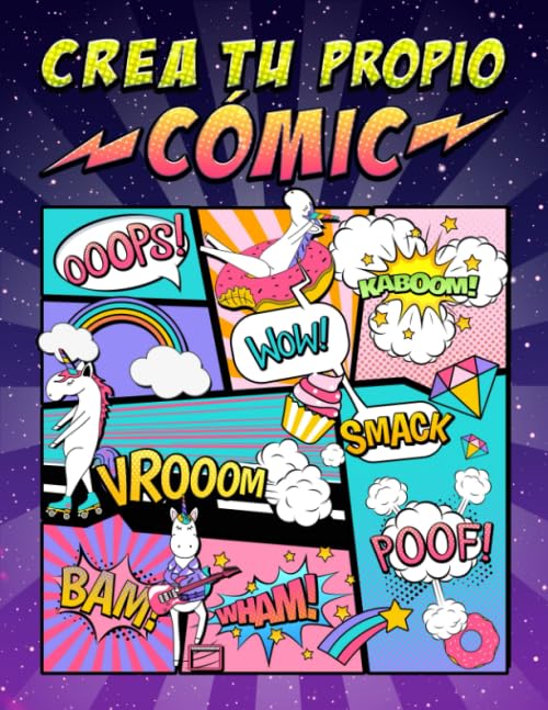 Libro: Crea tu propio cómic: 100 originales plantillas de cómics en blanco para adultos, adolescentes y niños: cubierta de unicornio 2872