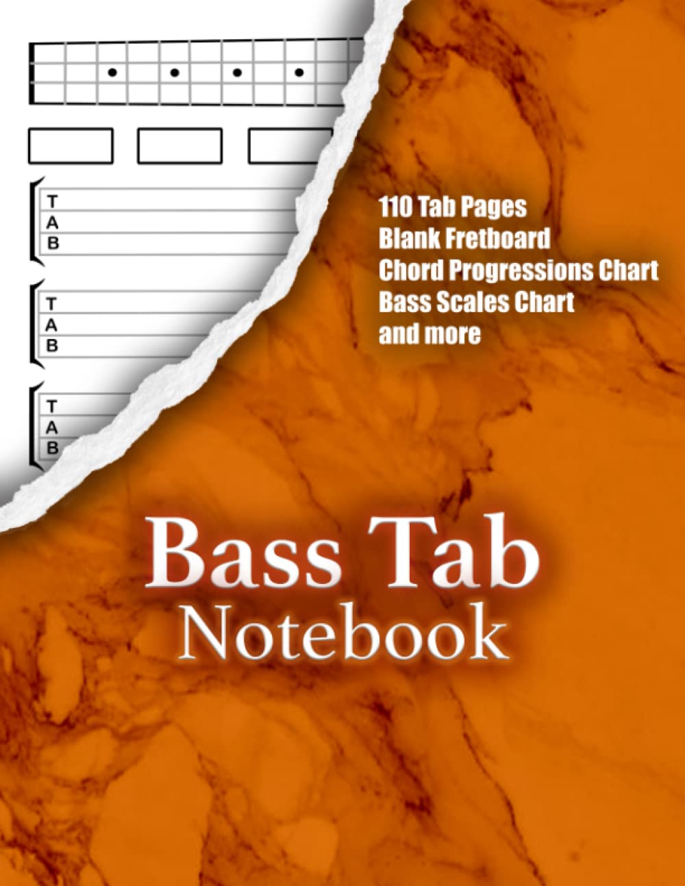 Libro: BASS TAB NOTEBOOK: Unique Blank Bass Tablature Manuscript Paper Features Fretboard Diagrams, Light Lined Staves for Notation, Chord Fingering Charts & ... & Composers (8.5” x 11” 124 Pages)