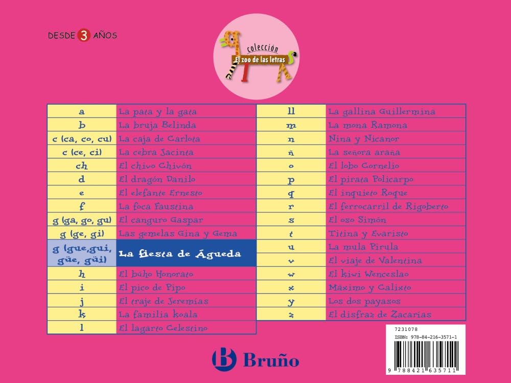 Libro: La fiesta de Águeda: Juega con la g (gue, gui, güe, güi) (El zoo de las letras / The Zoo of letters) (Spanish Edition)