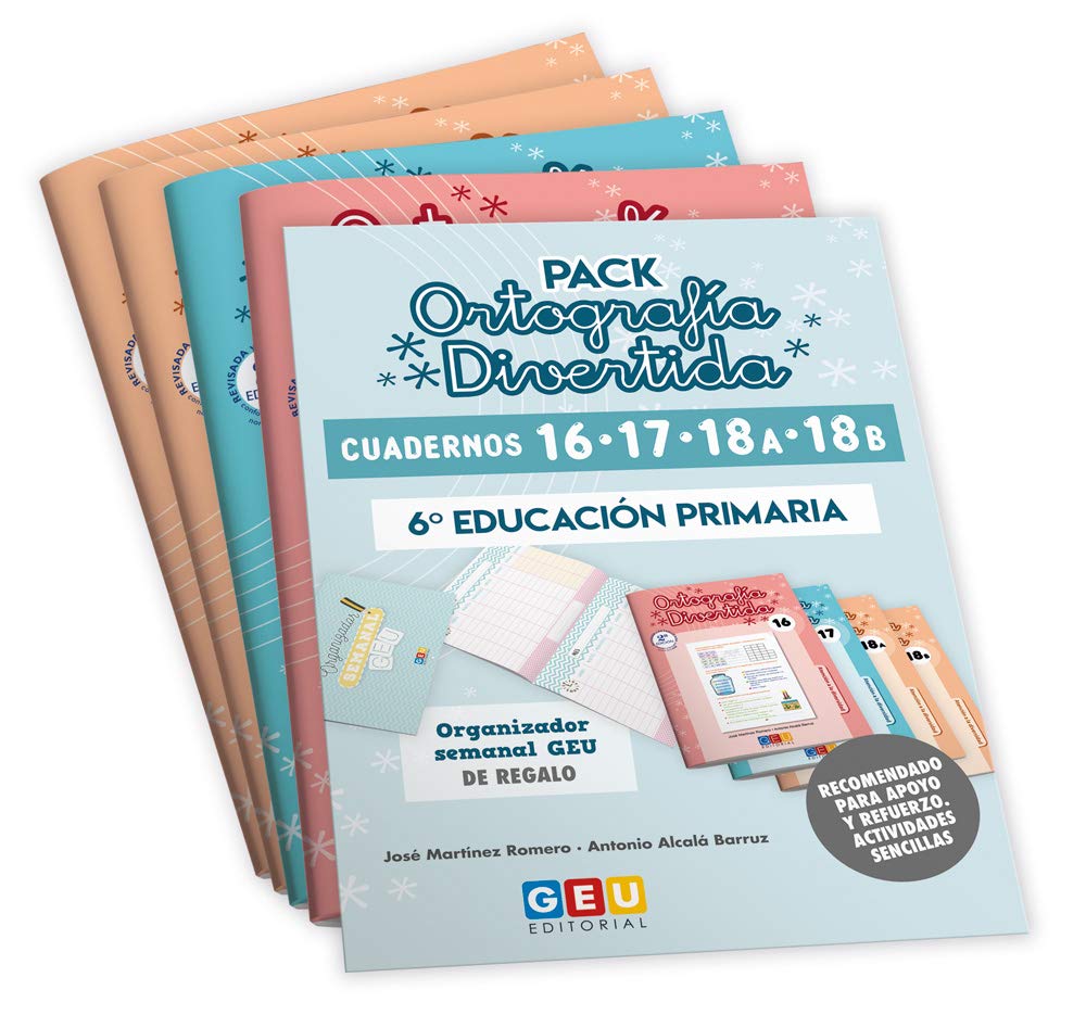Libro: Pack Ortografía Divertida 6º Primaria: Cuadernos 16, 17, 18A y 18B | Material De Refuerzo Actividades sencillas | Editorial Geu (Niños de 11 a 12 años)