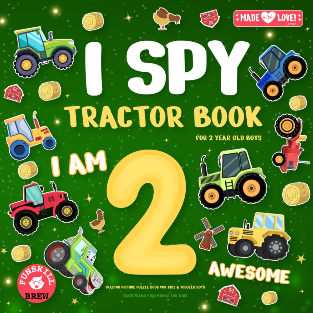 Libro: I spy tractor book for 2 year old boys: Tractor picture puzzle book for kids & toddler boys | Search and find books for kids (Gifts for 2 year old boys and girls)