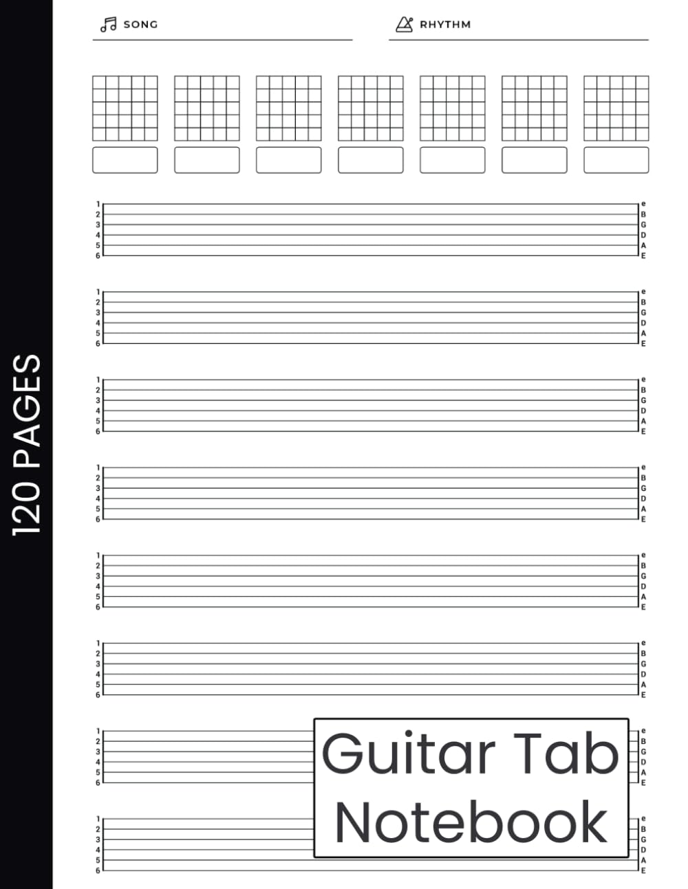 Libro: Guitar Tab Notebook: 6 String Guitar Music Sheets, 8.5" x 11" 120 Pages Blank Guitar Tablature Book for Composition and Songwriting