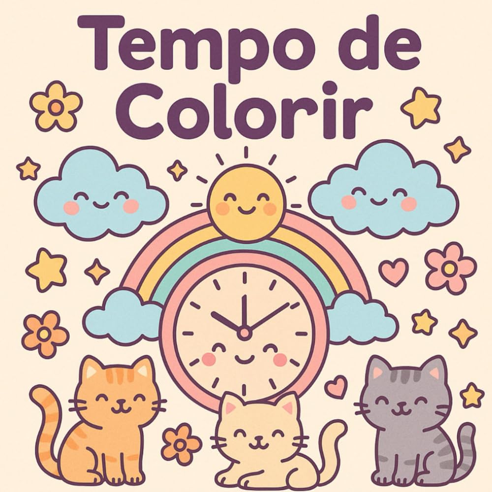 Libro: Tempo de colorir: Livro de colorir para todas as idades com desenhos fofos e relaxantes
