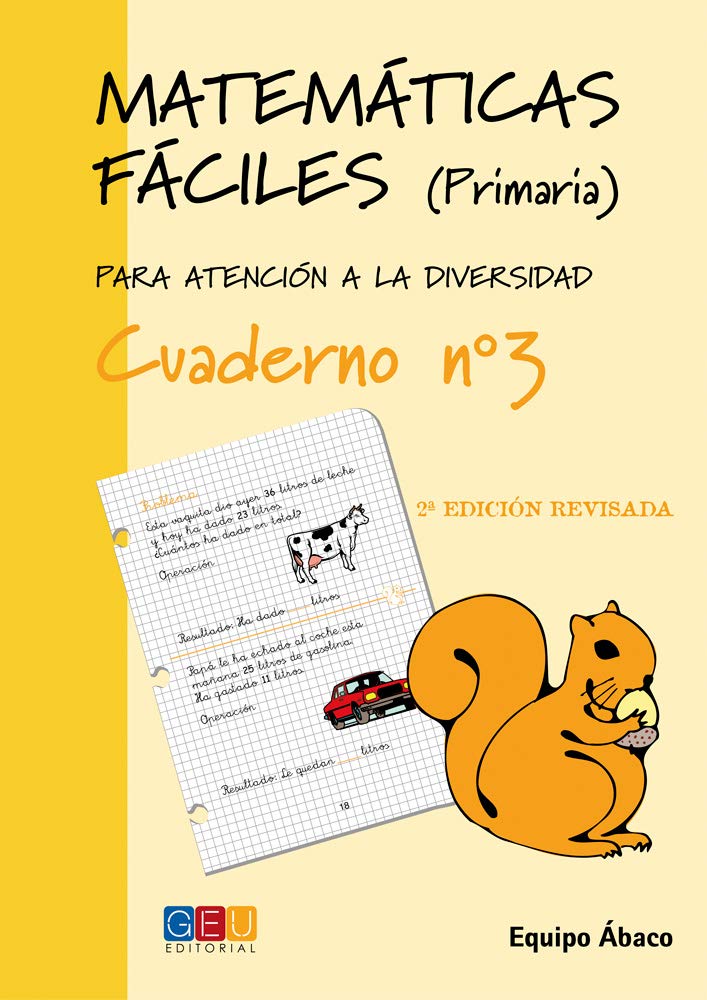 Libro: Matemáticas fáciles 3 / Editorial GEU / 1º Primaria / Mejora la resolución de ejercicios matemáticos / Recomendado como apoyo