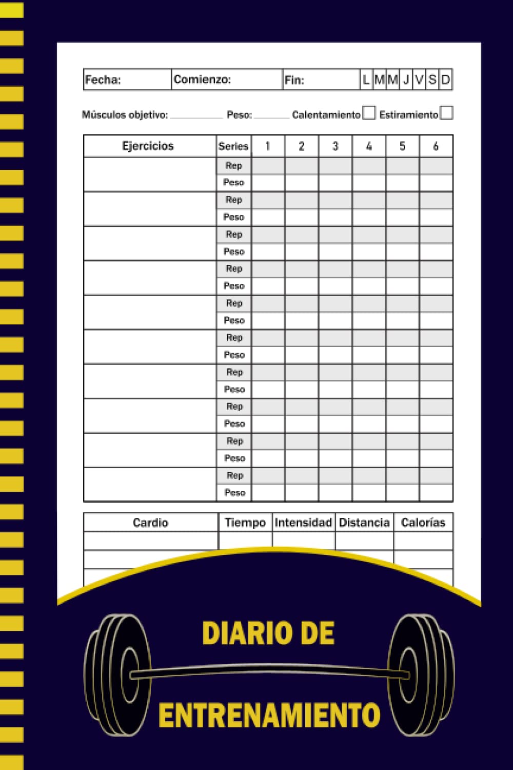 Libro: Diario de Entrenamiento: Registro para Realizar Seguimiento de Ejercicios de Musculación y Cardio para Mantener la Forma Física.