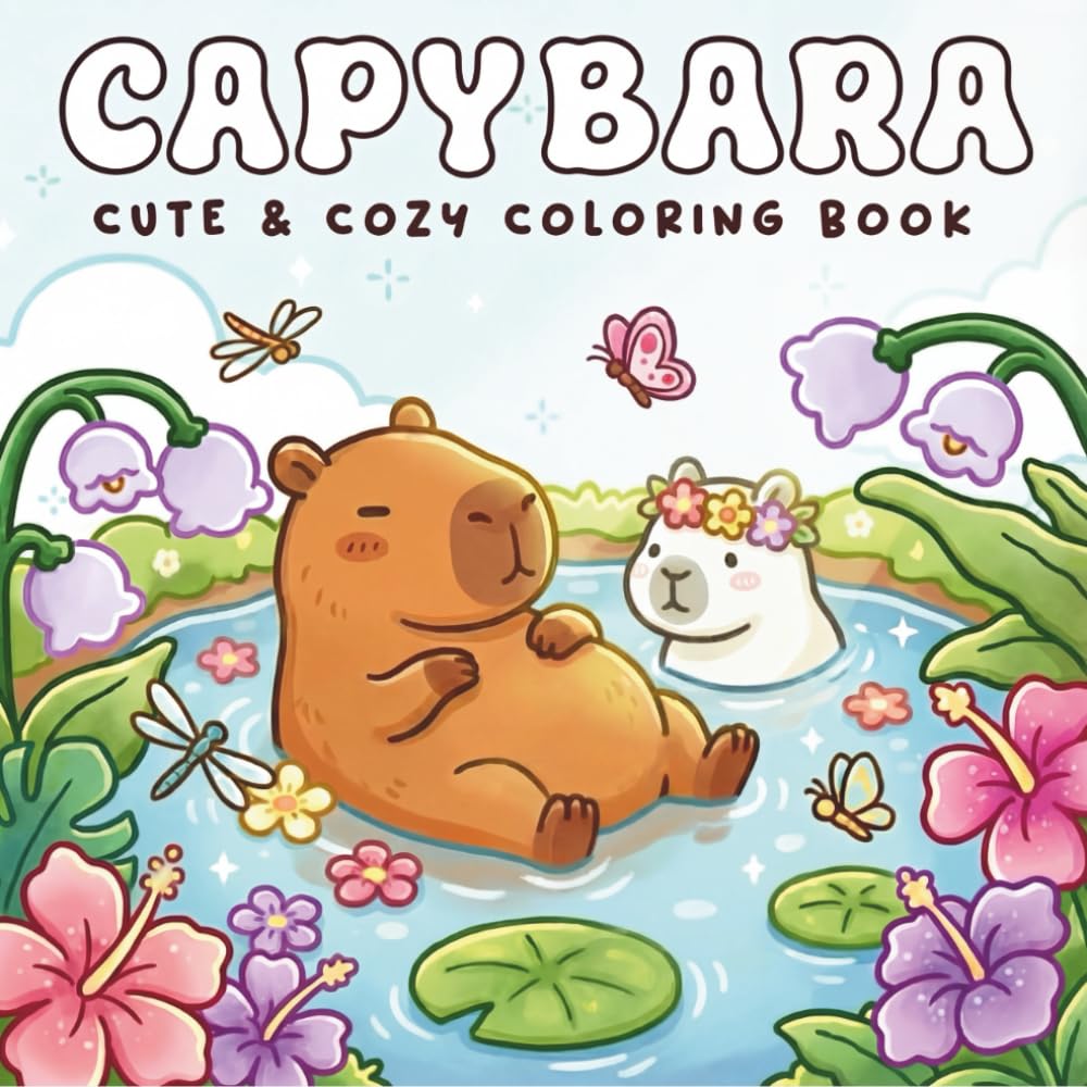 Libro: Capybara Cute & Cozy Coloring Book: Adorable Hand-Drawn Designs Featuring Relaxing Rodents, Flowers, and Nature Scenes for Stress Relief, Mindfulness, and Creative Fun for Kids and Adults