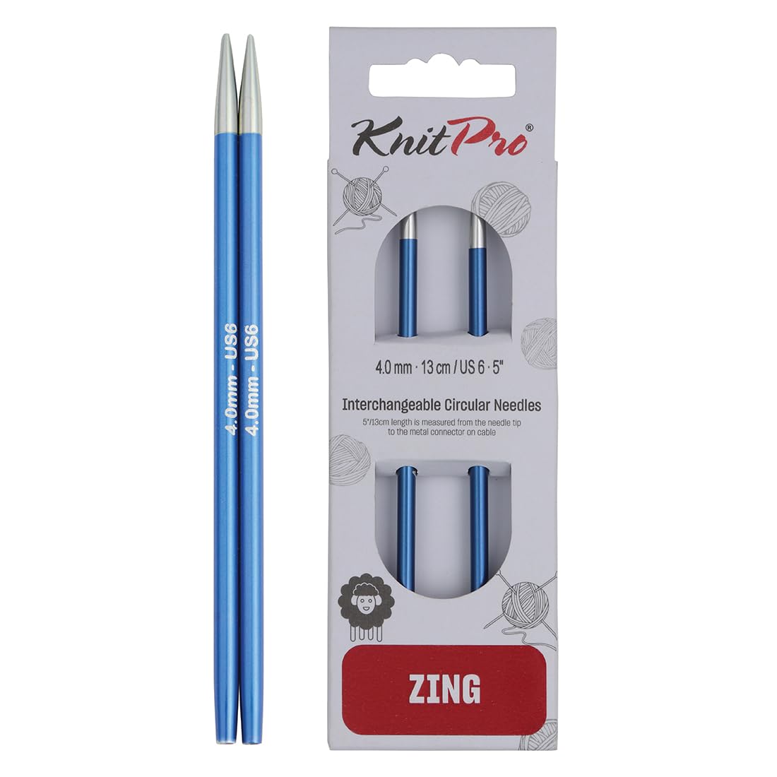 Libro: KnitPro Zing Interchangeable Circular Needles 5" (13cm) | US Size 6 (4mm)