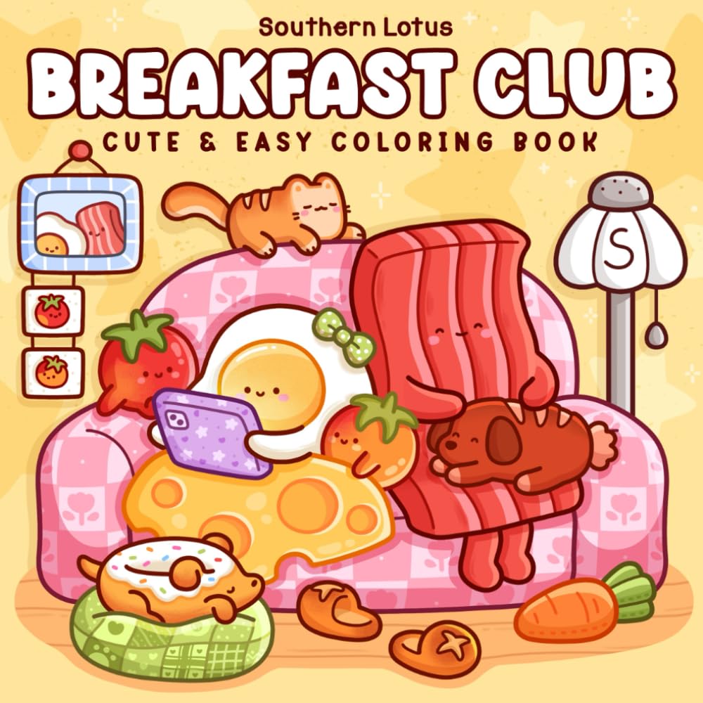 Libro: Breakfast Club: Coloring Book for Adults and Teens Featuring Cozy Food and Drinks in Funny Moments and Comfy Times for Relaxation (Cute & Easy Coloring)