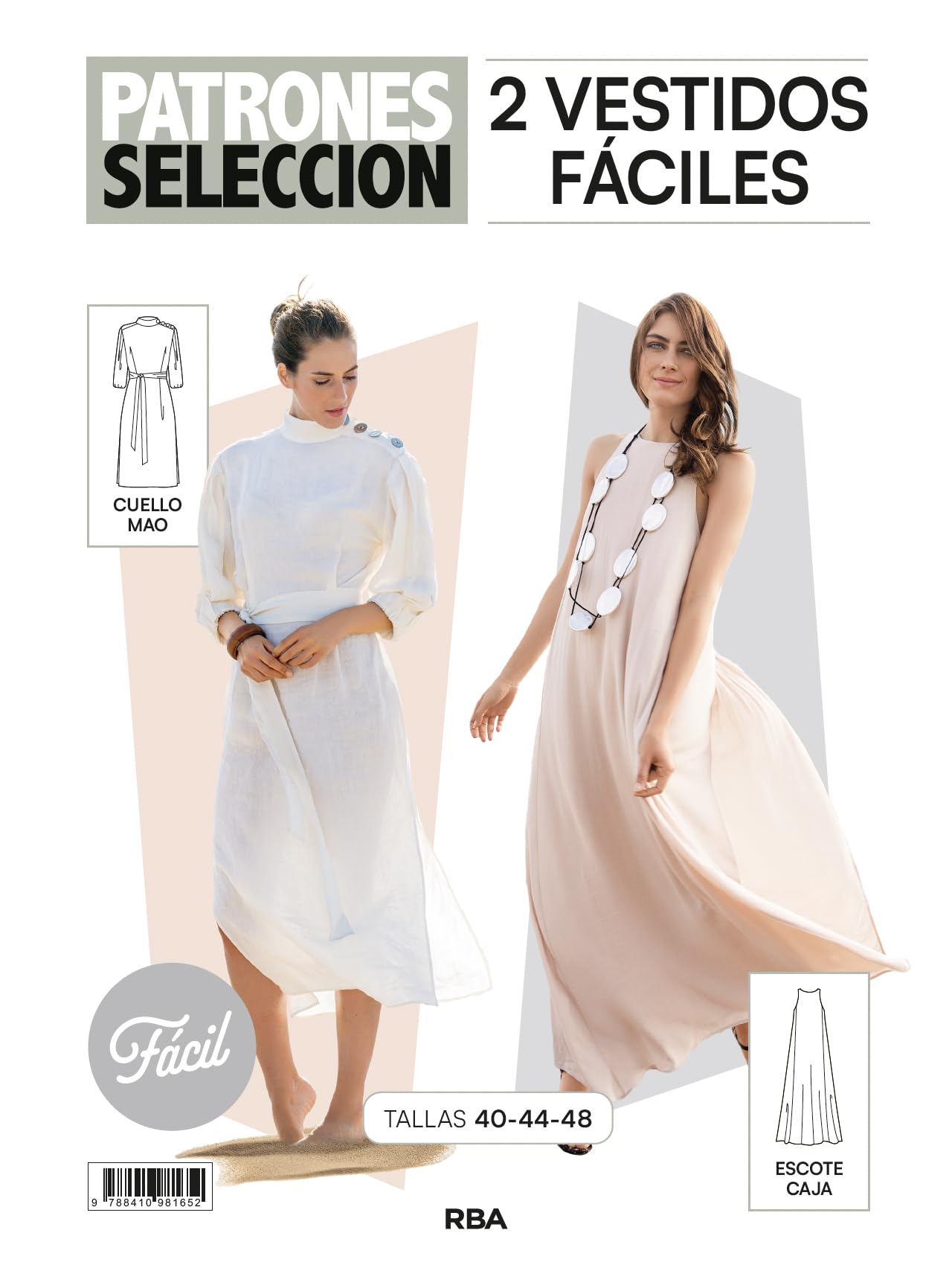 Libro: Patrones selección 3. Patrón de costura 2 Vestidos fáciles: Cuello mao y Escote caja