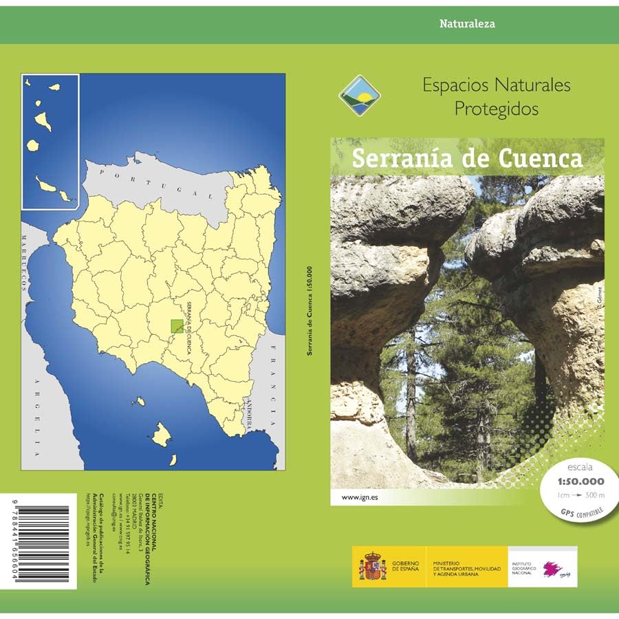 Libro: Parque Natural de la Serranía de Cuenca. 1:50.000 (en carpeta de plástico). Mapa.