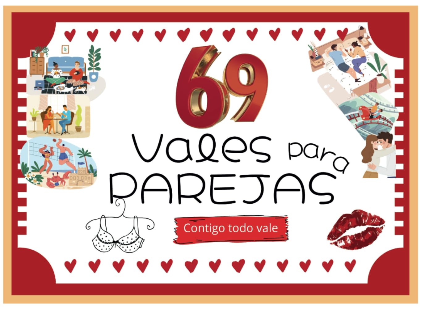 Libro: 69 Vales para parejas, contigo todo vale cupones: Talonario para regalar y disfrutar. Regalo romántico, sexy y divertido para enamorados (Spanish Edition)
