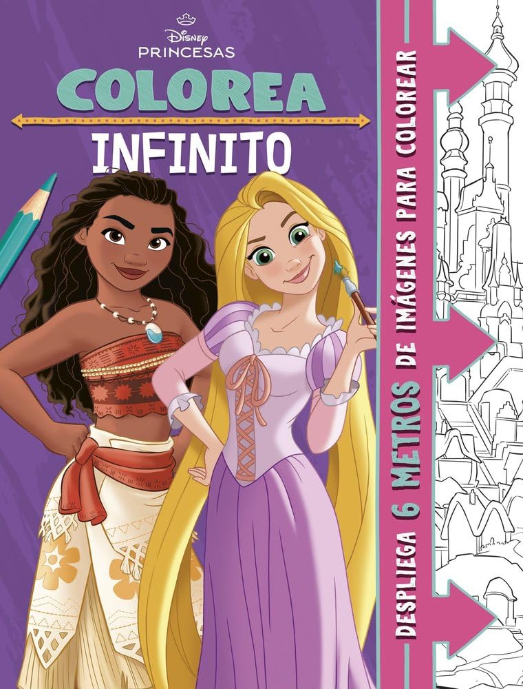 Libro: Princesas. Colorea infinito: 6 metros de imágenes para colorear