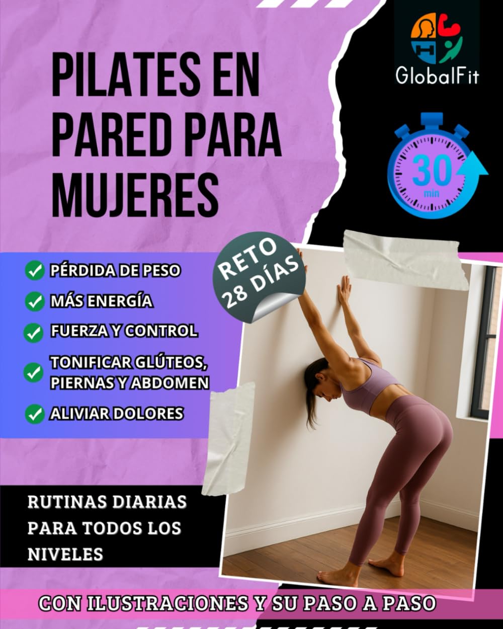 Libro: Pilates en pared para mujeres: Ejercicios y rutinas de pilates paso a paso con ilustraciones para Perder Grasa, Eliminar la Celulitis y Tonificar ... los niveles. Entrenar desde casa y adelgazar.