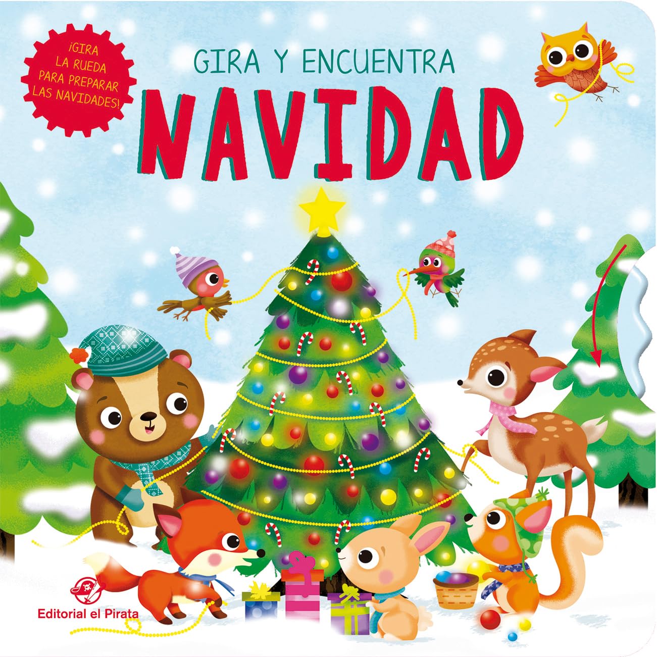 Libro: Gira y encuentra - Navidad: Libro cartón con RUEDA para bebés 0-3 años - Papá Noel Navidad Polo Norte Santa Claus - Motricidad: 2