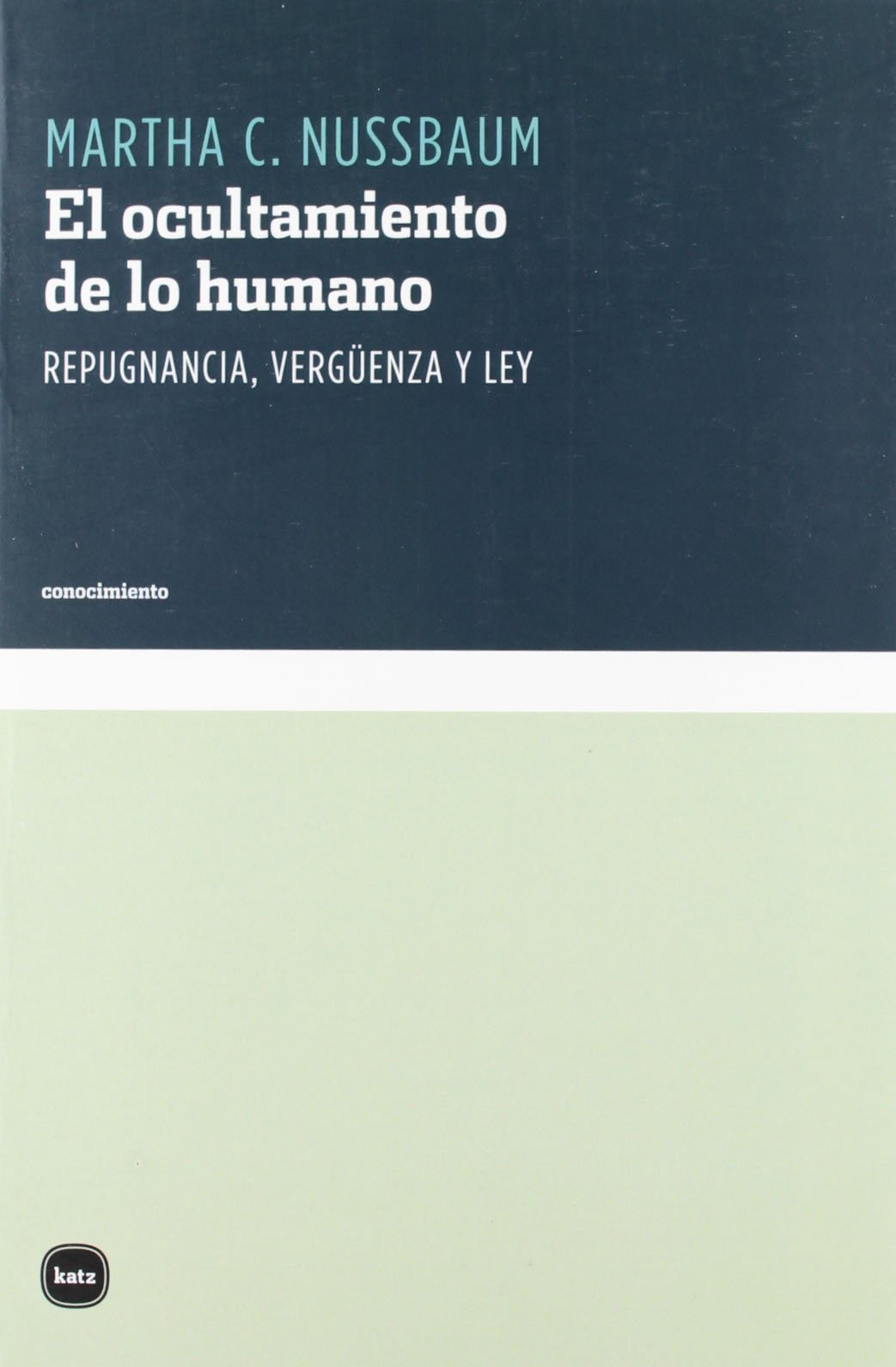 Libro: El ocultamiento de lo humano: Repugnancia, vergüenza y ley