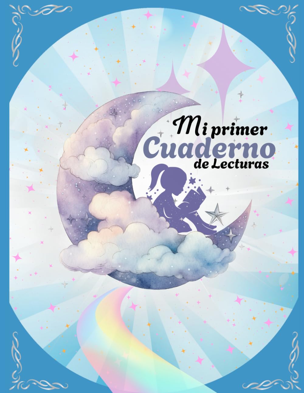 Libro: Mi primer Cuaderno de Lecturas: Diario de lecturas infantil con espacio para 25 reseñas. Para pequeños lectores de 6 a 12 años. Cuaderno A4(formato grande)Portada con diseño de luna y estrellas