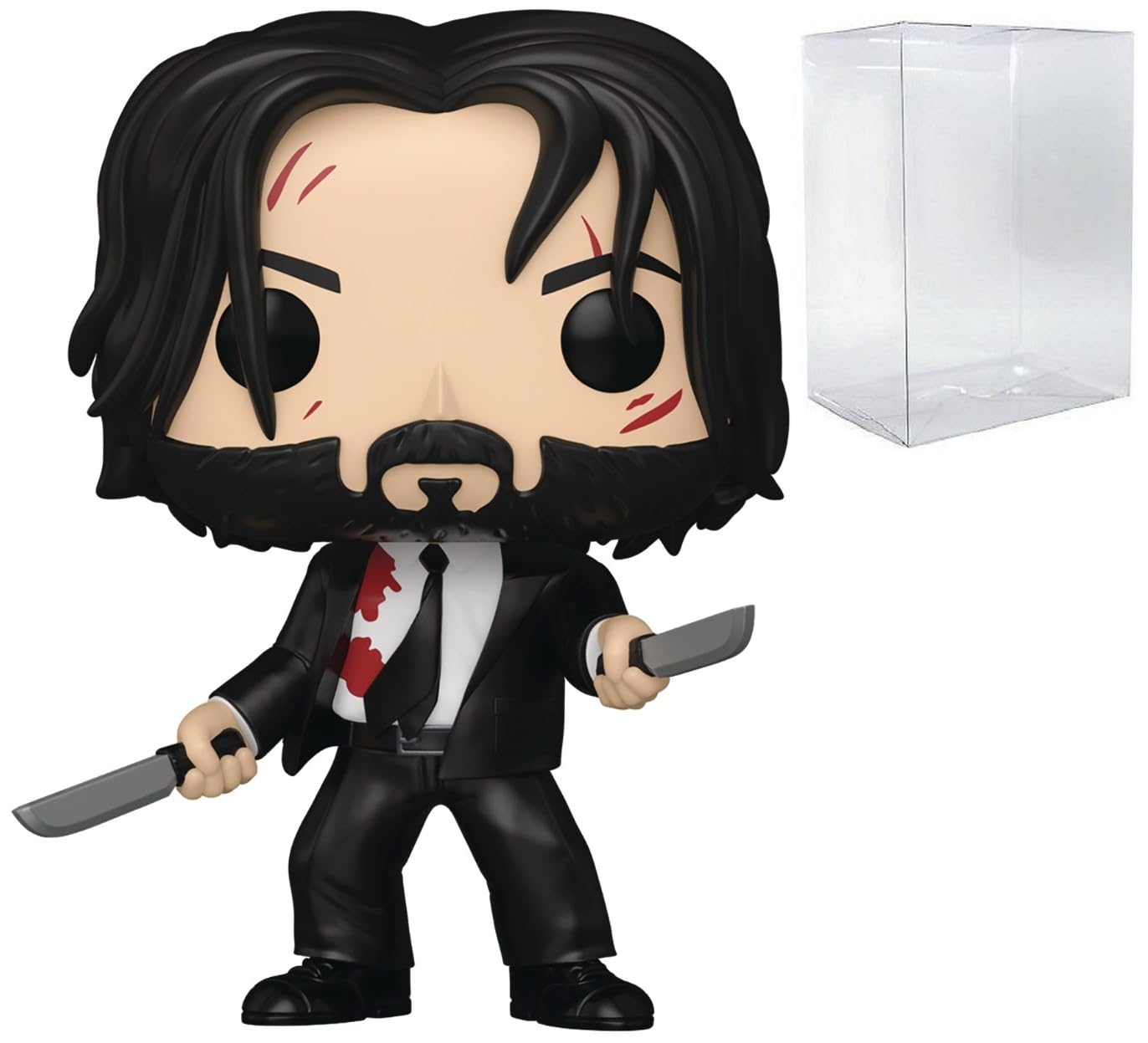 Funko Pop: POP Movie: John Wick - Bloody John Wick with Dual Knives Funko Figura de Vinilo (Bundled with Compatible Box Protector Case), Multicolored, 3.75 Pulgadas