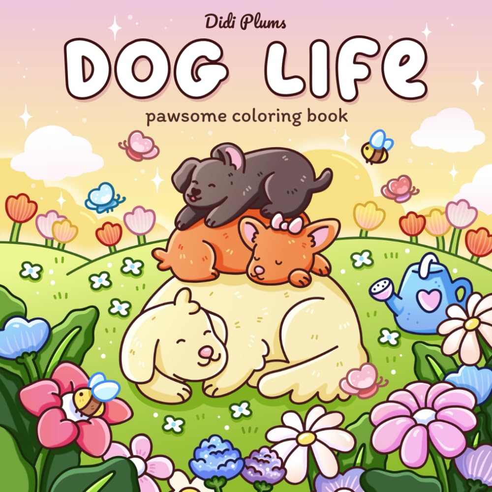 Libro: Dog Life: Pawsome Coloring Book for Adults & Teens Featuring Girls, Cute Pooches and Fuzzy Puppies in Cozy Daily Moments for Relaxation