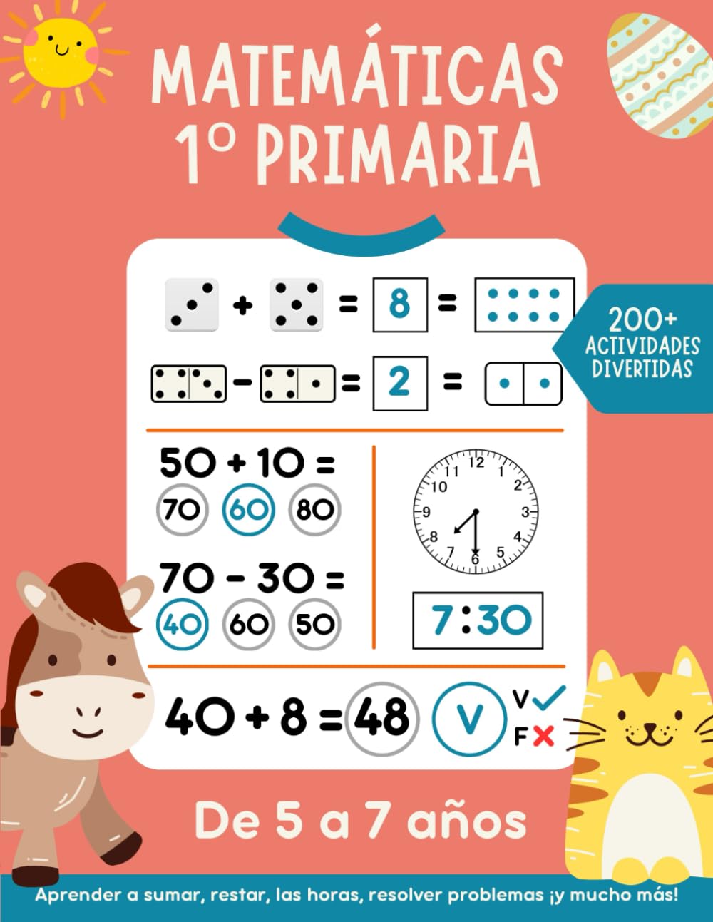 Libro: Matemáticas primaria: Libro de ejercicios con +200 actividades matemáticas divertidas para niños de 5-7 años.