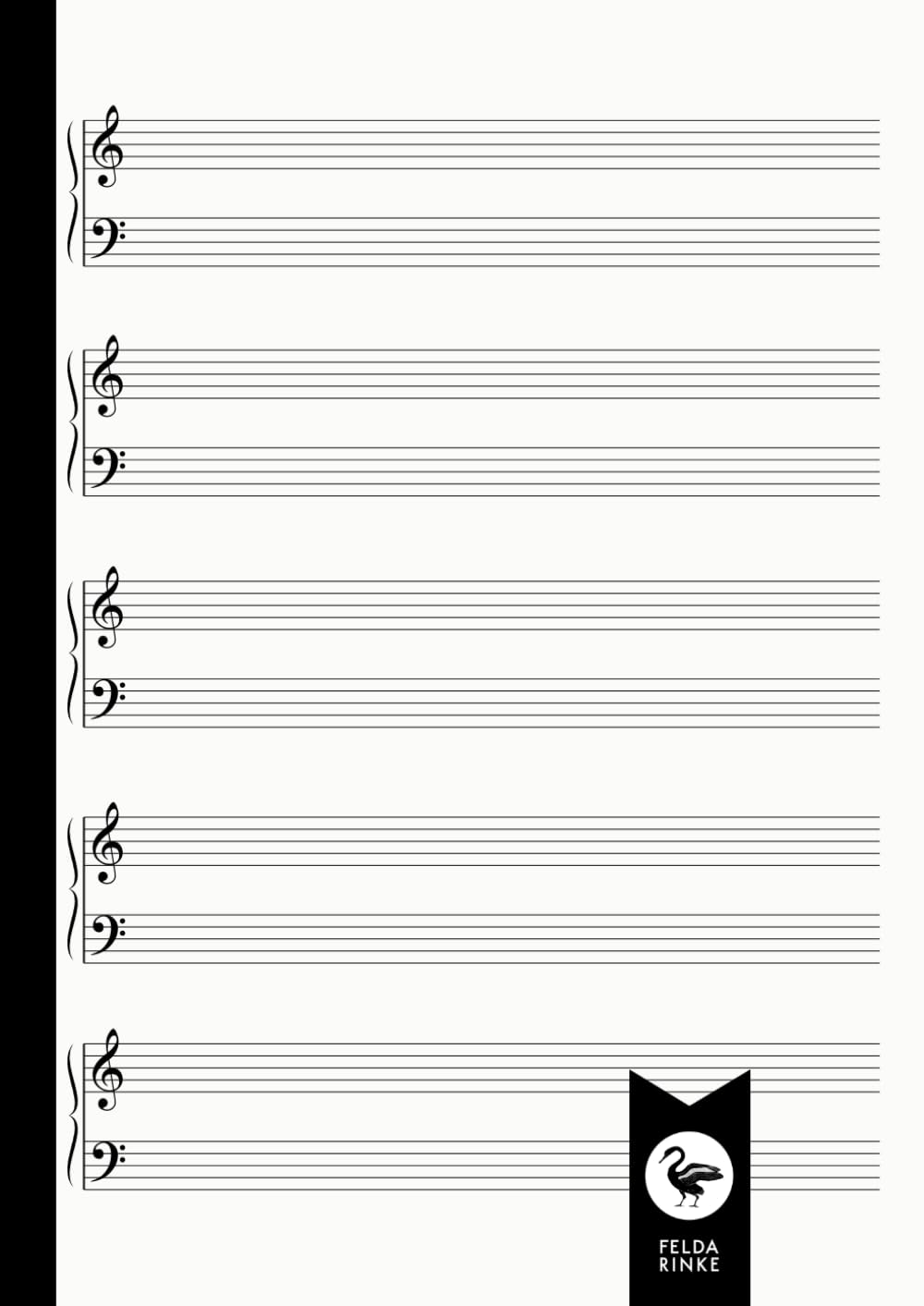 Libro: Cuaderno de Partituras de Música para Piano: 110 Páginas - 55 Hojas | 5 Sistemas Dobles por Página en Clave de Sol y Fa | Gran Formato A4 | Para Teclado y Órgano