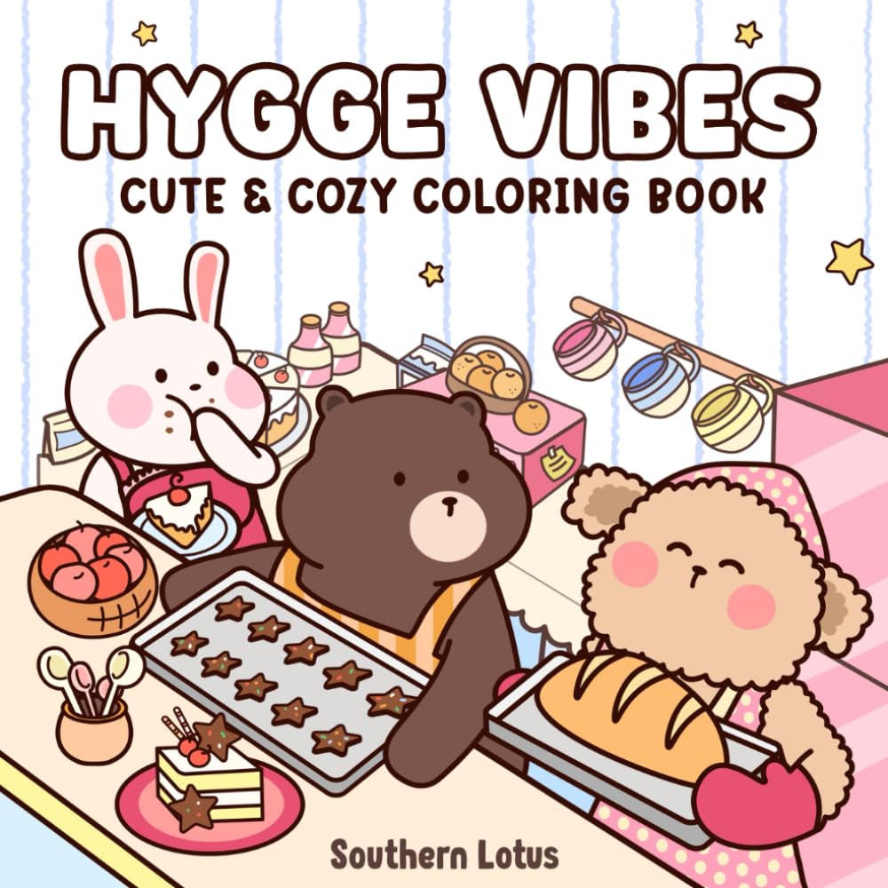 Libro: Hygge Vibes: Coloring Book for Adults and Kids with Cute and Easy Designs of Adorable Animals and Cozy Scenes, Bold and Simple Drawings for Relaxation and Stress Free