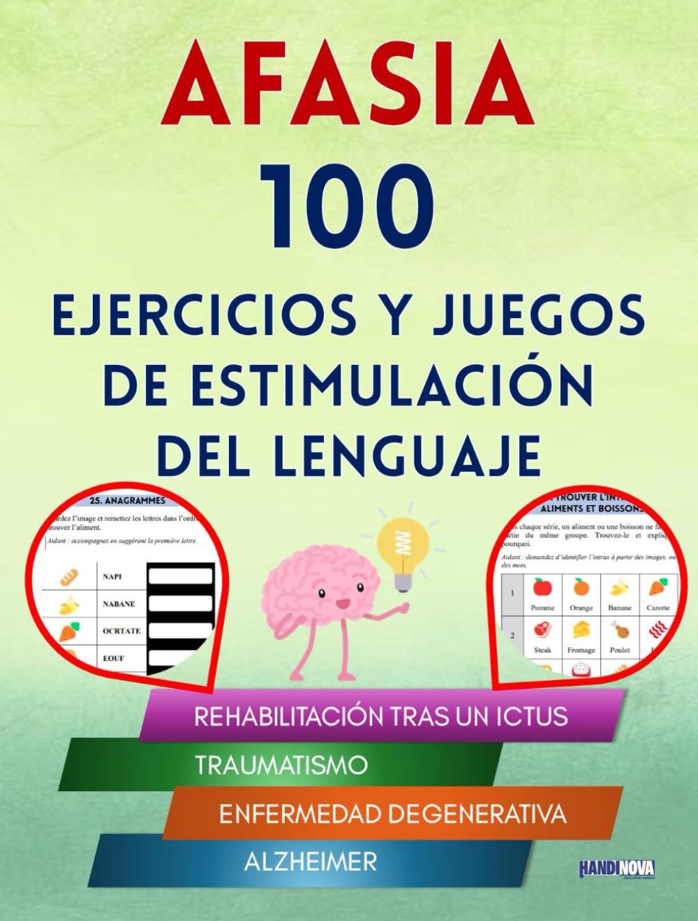Afasia : 100 Ejercicios y juegos de estimulación del lenguaje. Rehabilitación tras un ictus, traumatismo, enfermedad degenerativa o Alzheimer