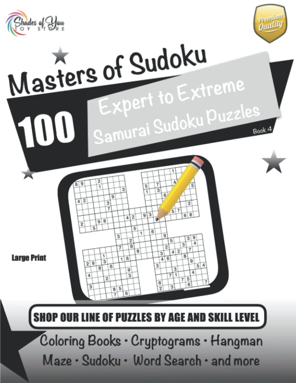 Libro: Masters of Sudoku • 100 Expert to Extreme Samurai Sudoku Puzzles • Book 4