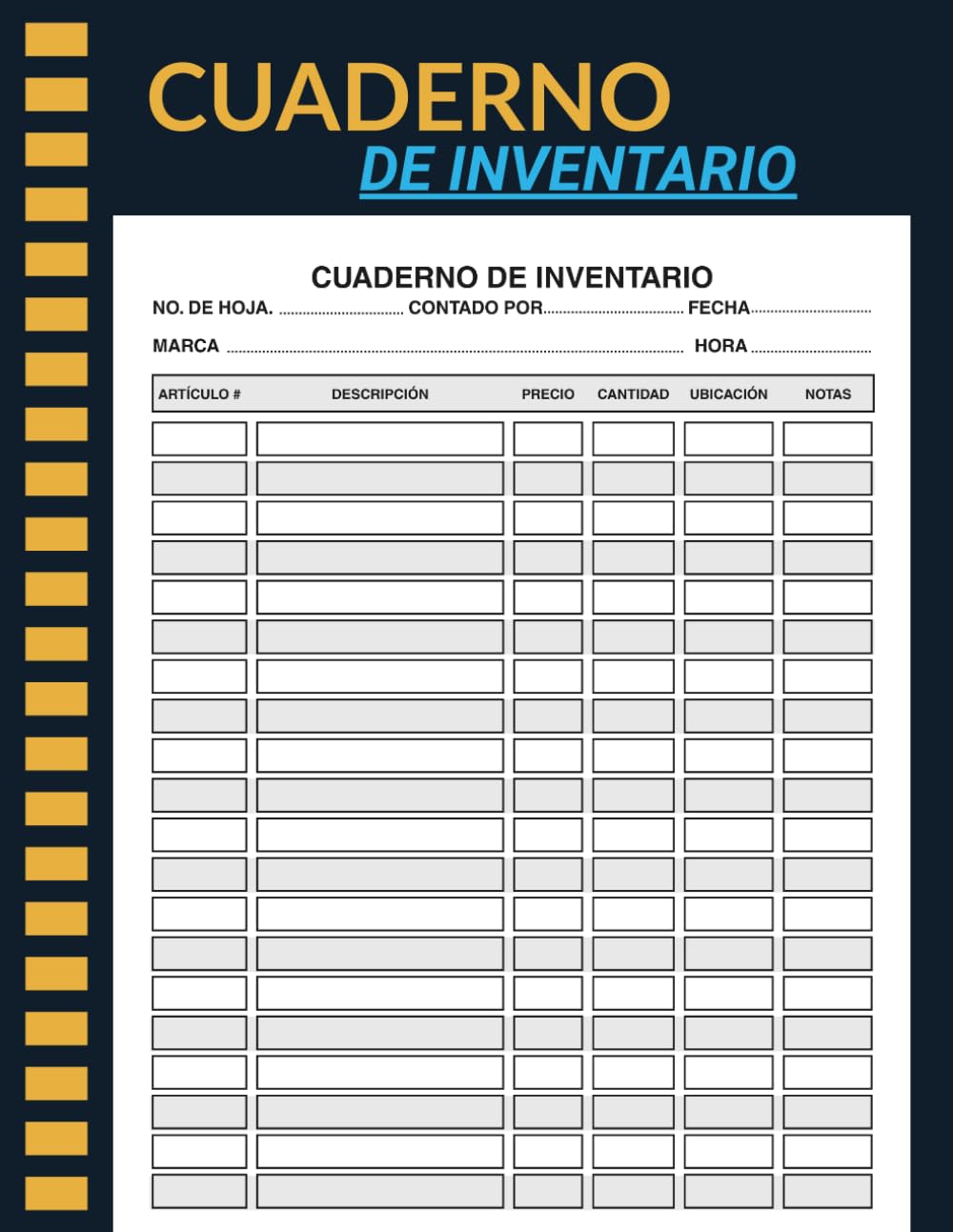 Libro: Cuaderno de Inventario: Libro De Registro De Inventario Simple Para Pequeñas Empresas Y Uso Personal. 120 Páginas / Tamaño 8,5 x 11 Pulgadas