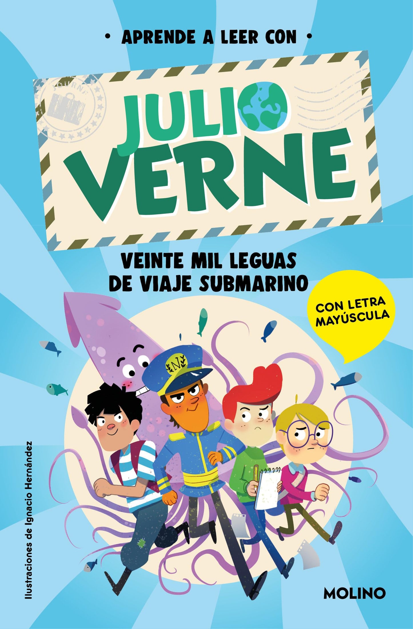 Libro: Aprende a leer con Julio Verne - Veinte mil leguas de viaje submarino: Con letra MAYÚSCULA: 3 (Peques)