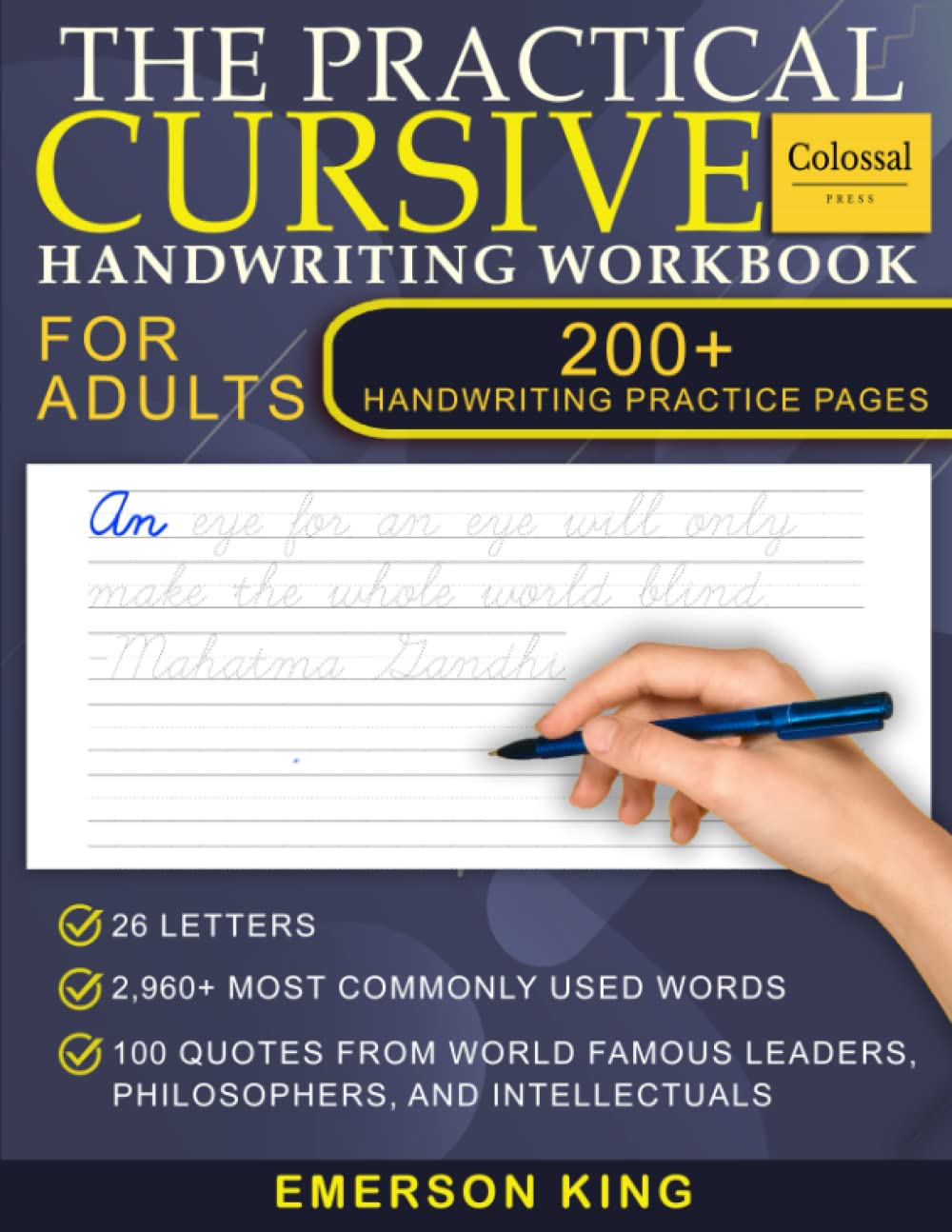 Libro: Cursive Handwriting Workbook for Adults - 200+ Pages of Handwriting Practice for Adults: Cursive workbook - hand writing practice books for adults. ... for adults. Improve handwriting for adult