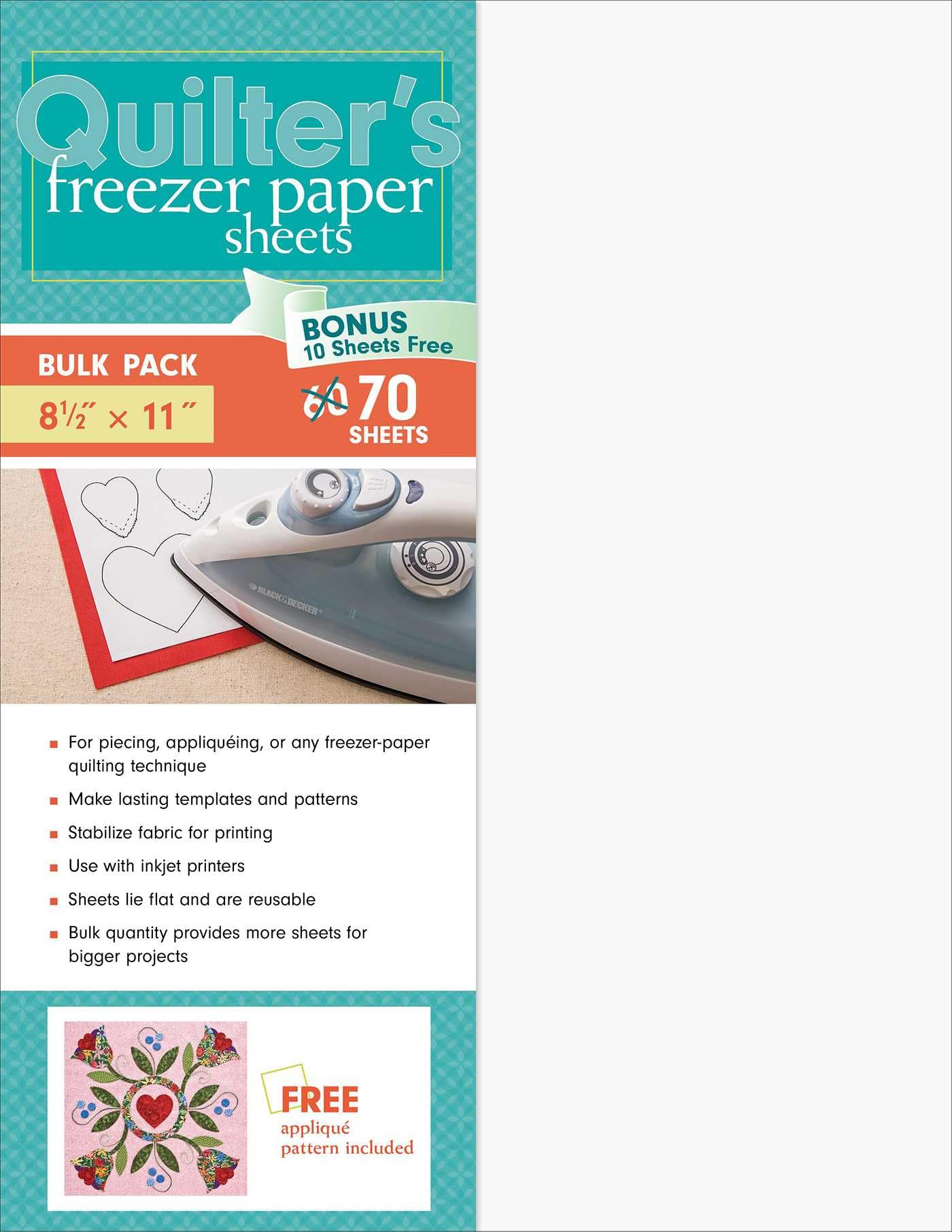 Libro: Quilter's Freezer Paper Sheets, Bulk Pack: 70 Sheets, 8 1/2" x 11"
