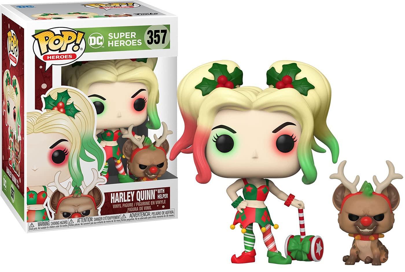 Funko Pop! DC Heroes: DC Navidad - Harley Quinn with Helper, Multicolor, 3.75 Pulgadas (50656)