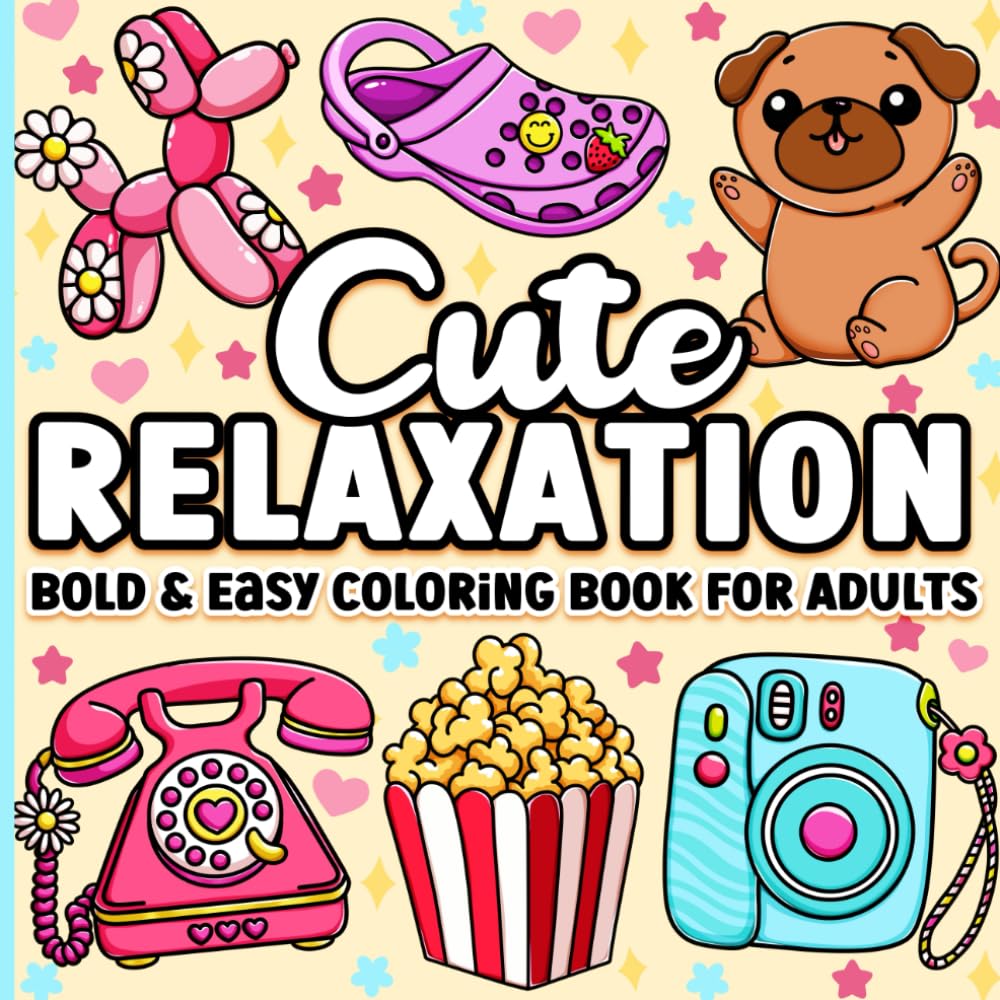 Libro: Bold and Easy Coloring Book for Adults: Cute Relaxation Comfy and Groovy Designs for Women