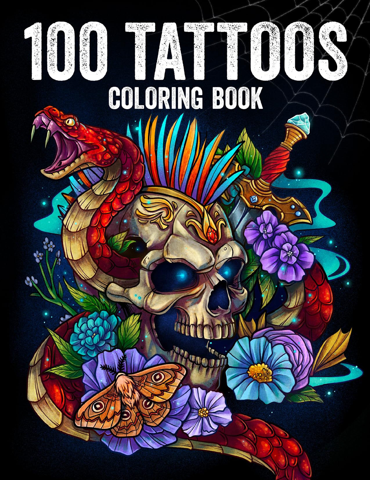 Libro: 100 Tattoos: Tattoo Coloring Book for Adults with Incredible Designs of Animals, Flowers, Fantasy, Skulls, and More!