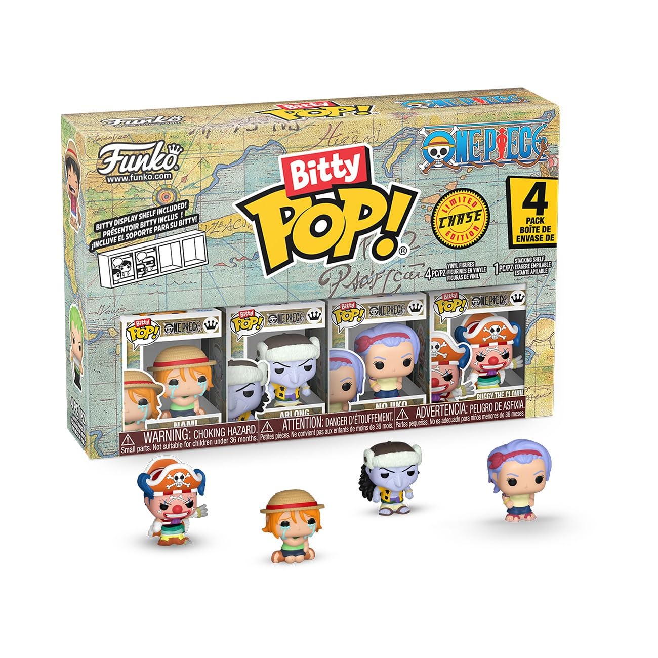 Funko Bitty Pop! One Piece - Nami, Arlong, Nojiko, and A Surprise Mystery Mini Figura - 0.9 Pulgadas () Coleccionable - Stackable Display Shelf Included